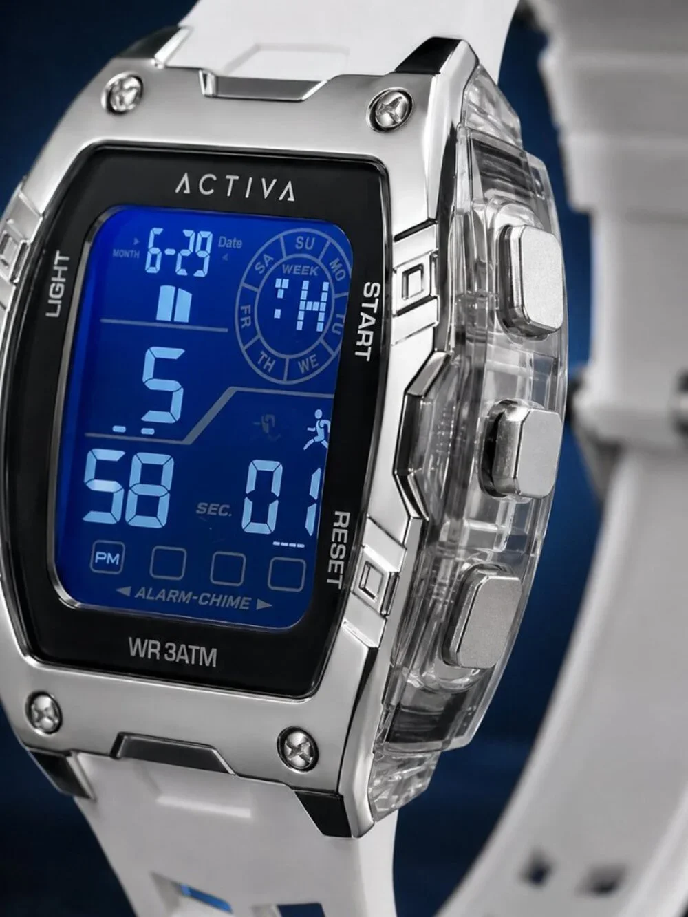Activa x Invicta Venzis Men’s 50mm Digital Watch White ACW8131-001 NWT